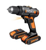 WX166.3 - Aku vrtací šroubovák Li-Ion 20V 2*2,0 Ah, 1hod.