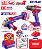 SADA Vrtací šroubovák s příklepem 66Nm a úhlová bruska 115mm AKU 20V 2x4Ah