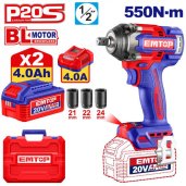 Aku rázový utahovák 20V 550Nm 1/2" 2x4.0Ah