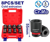 Sada 8 ks rázových nástrčných hlavic 3/4" L-55 mm