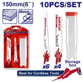 Sada 10ks pilových listů pro pilu ocasku 150mm na dřevo, kov, plast