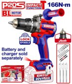 Aku vrtací šroubovák s příklepem 20V 166Nm solo