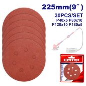 Sada 30 ks brusných disků 225mm se suchým zipem pro brusku na sádrokarton